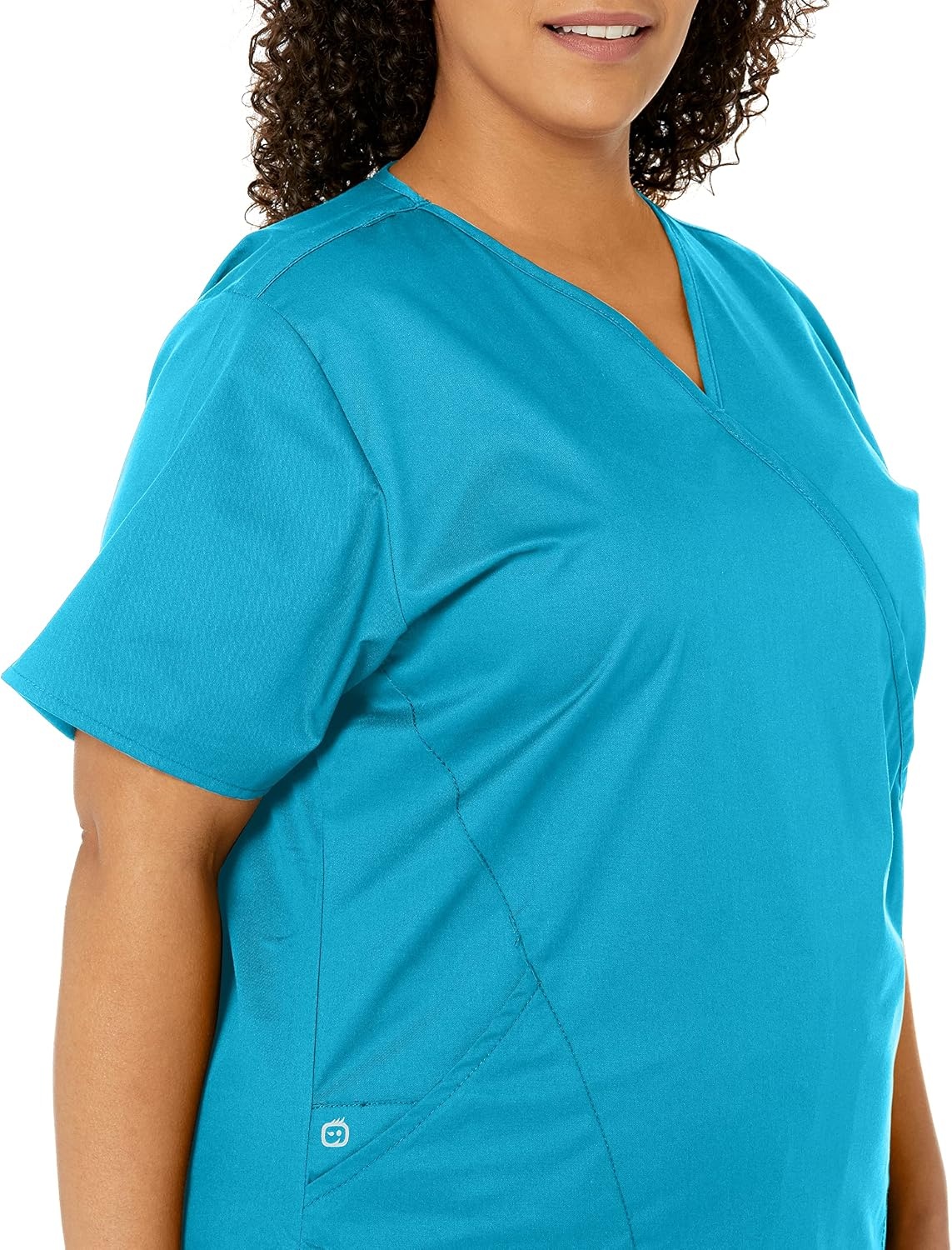 image:imageWINK WonderWORK Womens Mock Wrap Scrub TopTeal