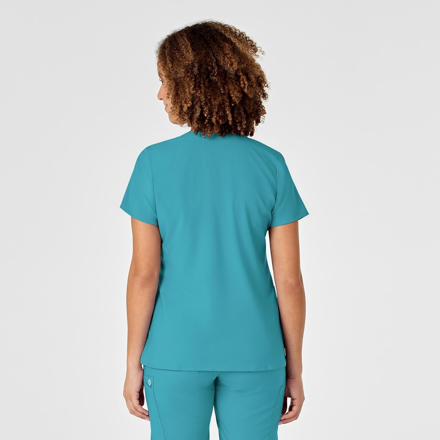 image:imageWINK WonderWORK Womens Mock Wrap Scrub TopTeal Blue