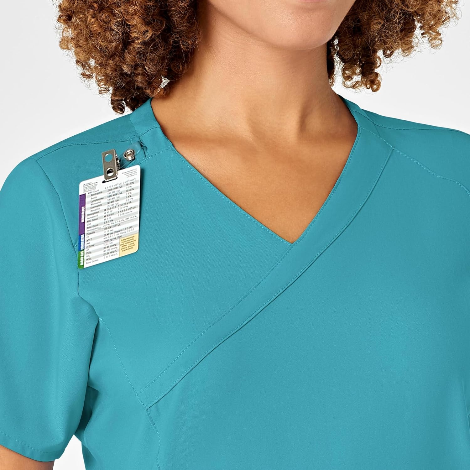image:imageWINK WonderWORK Womens Mock Wrap Scrub TopTeal Blue