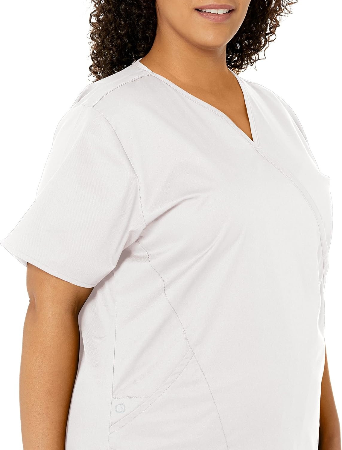 image:imageWINK WonderWORK Womens Mock Wrap Scrub TopWhite