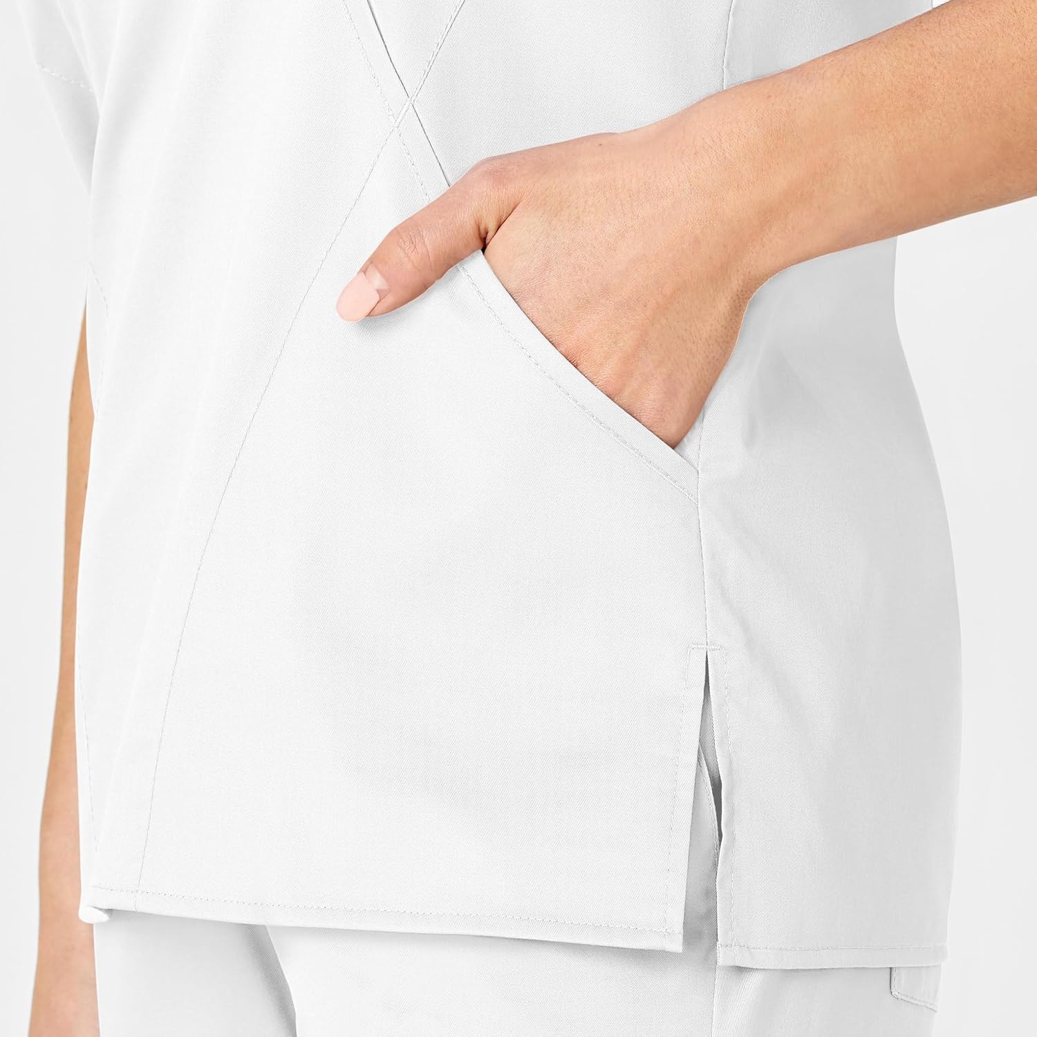 image:imageWINK WonderWORK Womens Mock Wrap Scrub TopWhite