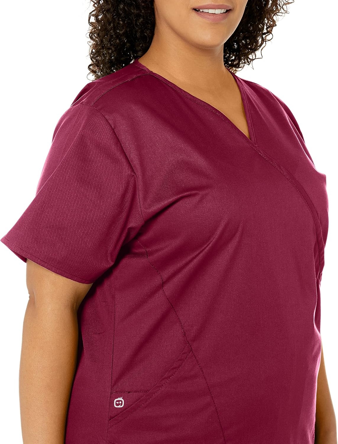 image:imageWINK WonderWORK Womens Mock Wrap Scrub TopWine