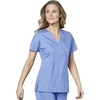 WINK WonderWORK Women’s Mock Wrap Scrub Top(Ceil Blue)