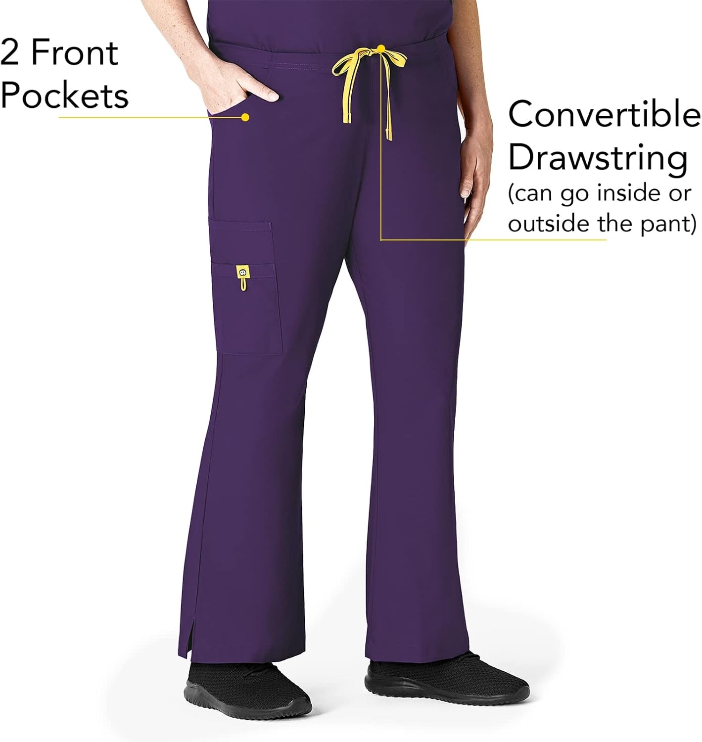 image:imageWINK PRO Womens Moderate Flare Leg Cargo Scrub PantEggplant