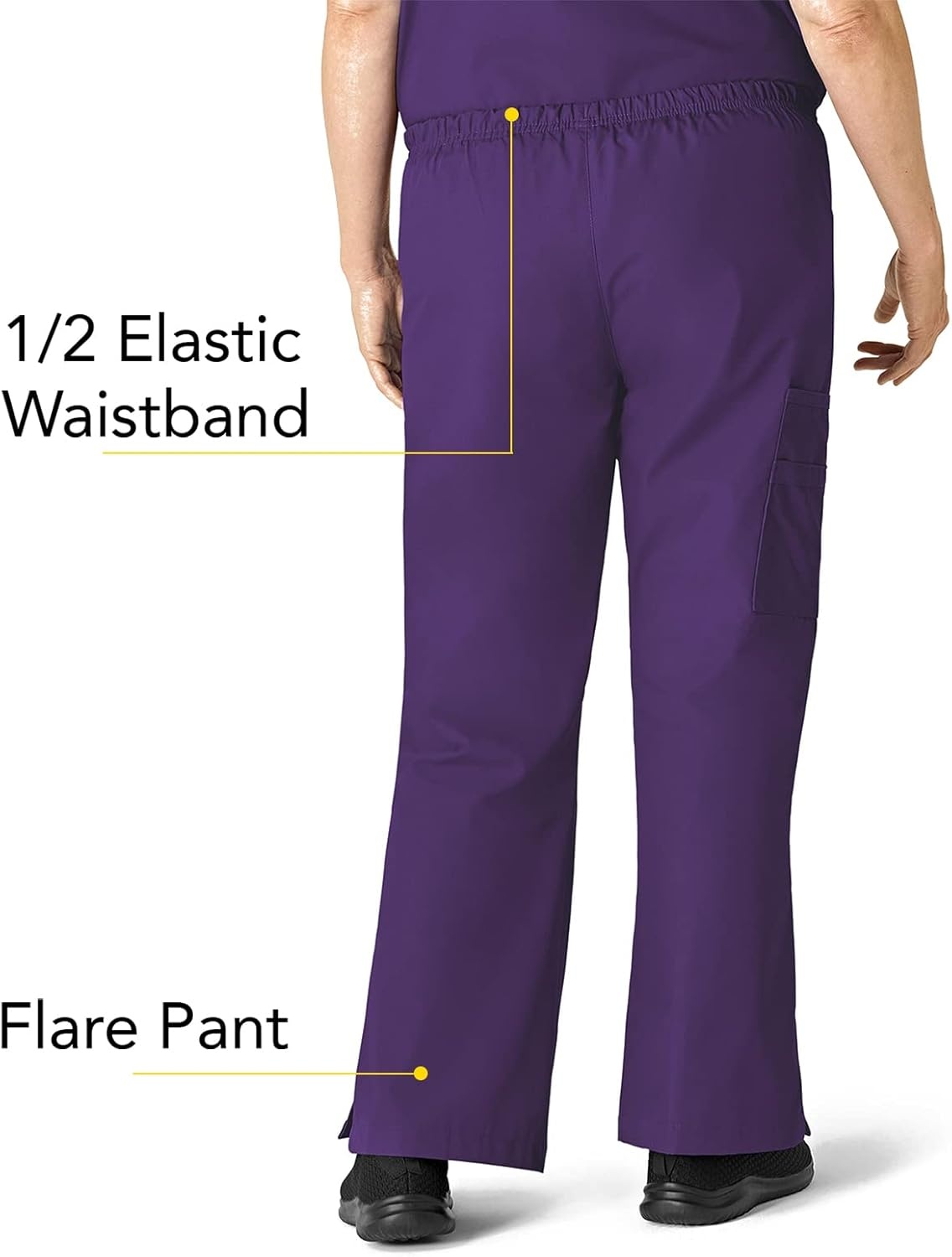 image:imageWINK PRO Womens Moderate Flare Leg Cargo Scrub PantEggplant
