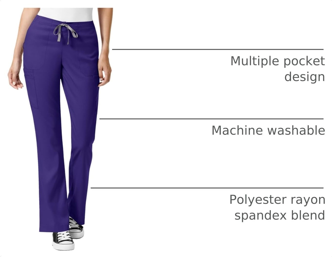 image:imageWINK PRO Womens Moderate Flare Leg Cargo Scrub PantGrape