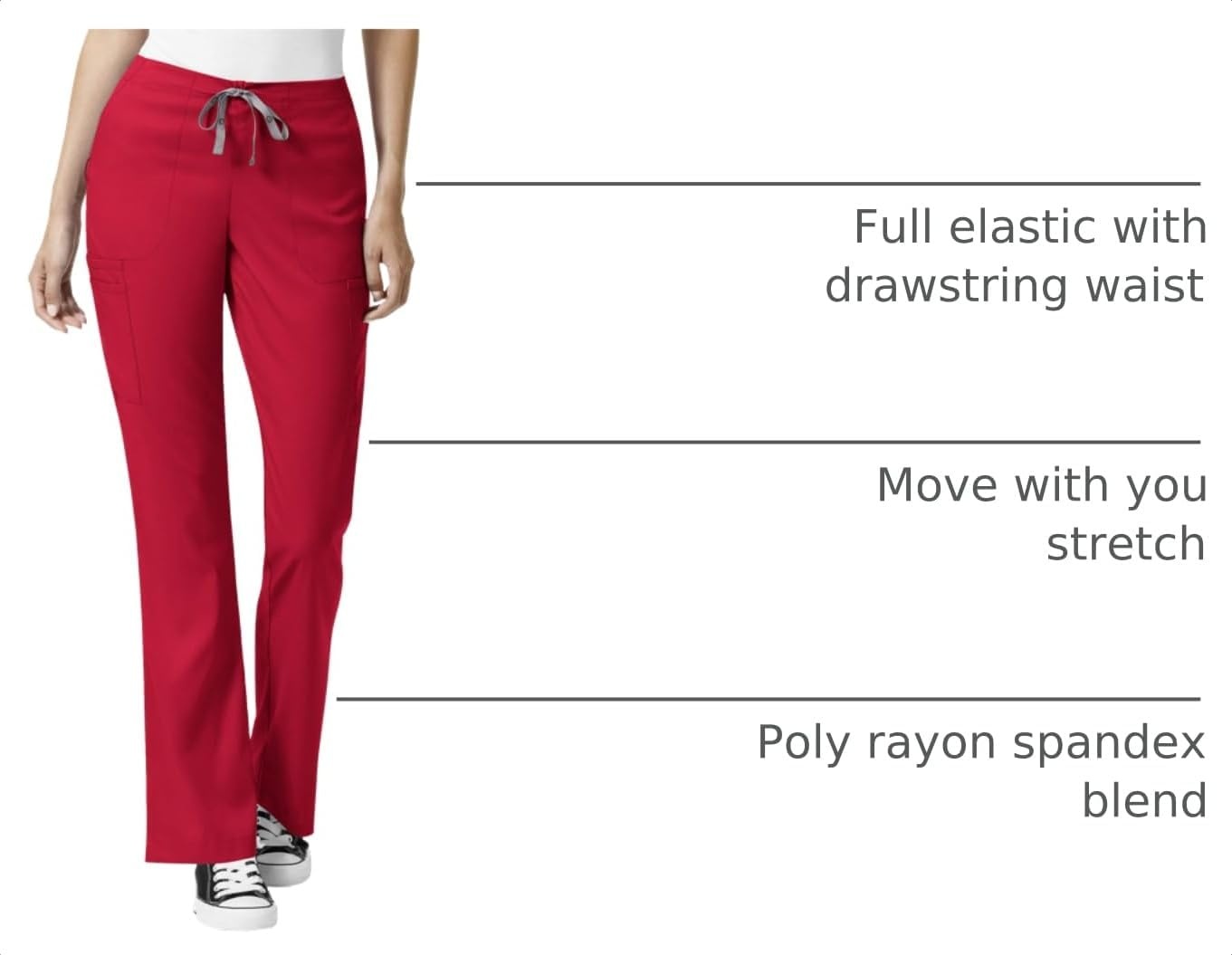 image:imageWINK PRO Womens Moderate Flare Leg Cargo Scrub PantRed