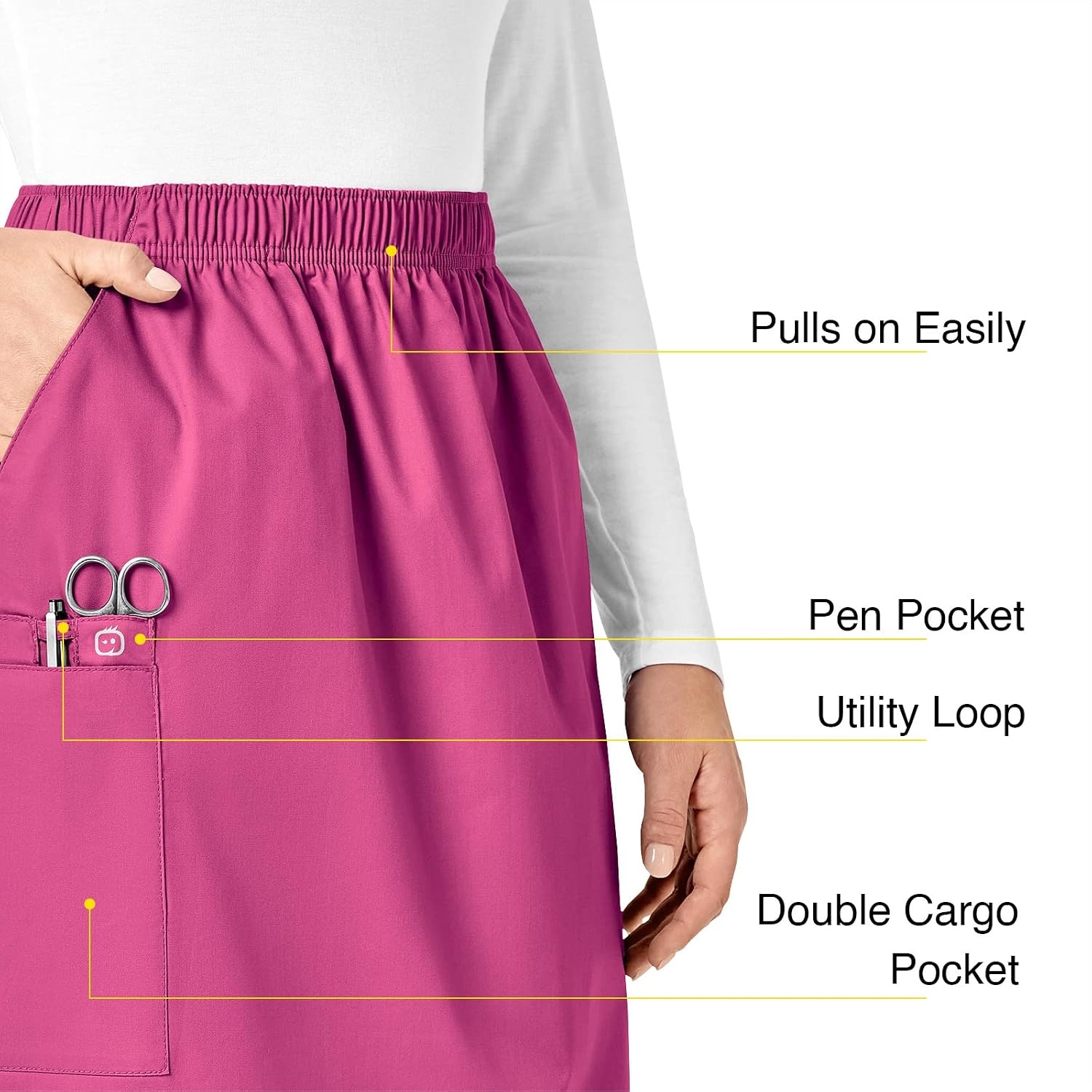 image:imageWINK WonderWORK Womens Pull On Cargo SkirtFuchsia