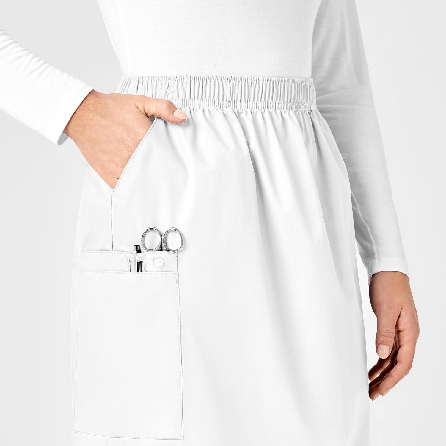 image:imageWINK WonderWORK Womens Pull On Cargo SkirtWhite