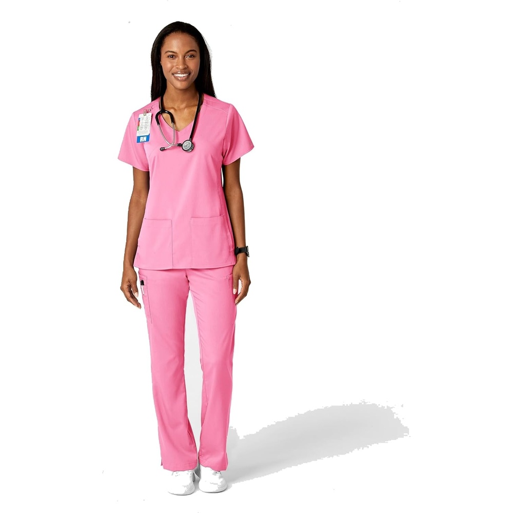 image:imageWINK PRO Womens Moderate Flare Leg Cargo Scrub PantPink Blossom