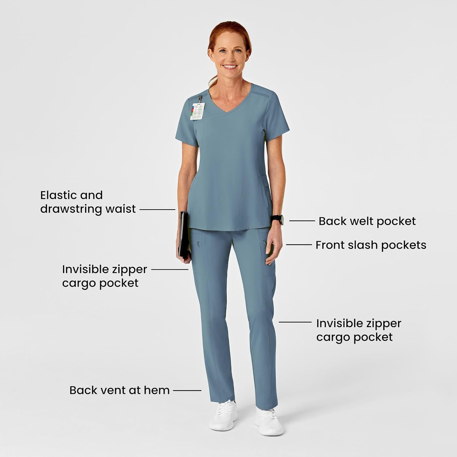 image:imageWink Renew Womens High Waist Slim Leg Scrub PantElemental Blue
