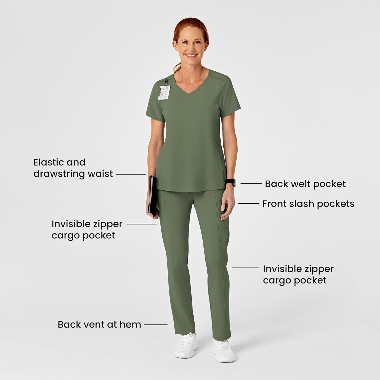 image:imageWink Renew Womens High Waist Slim Leg Scrub PantOlive