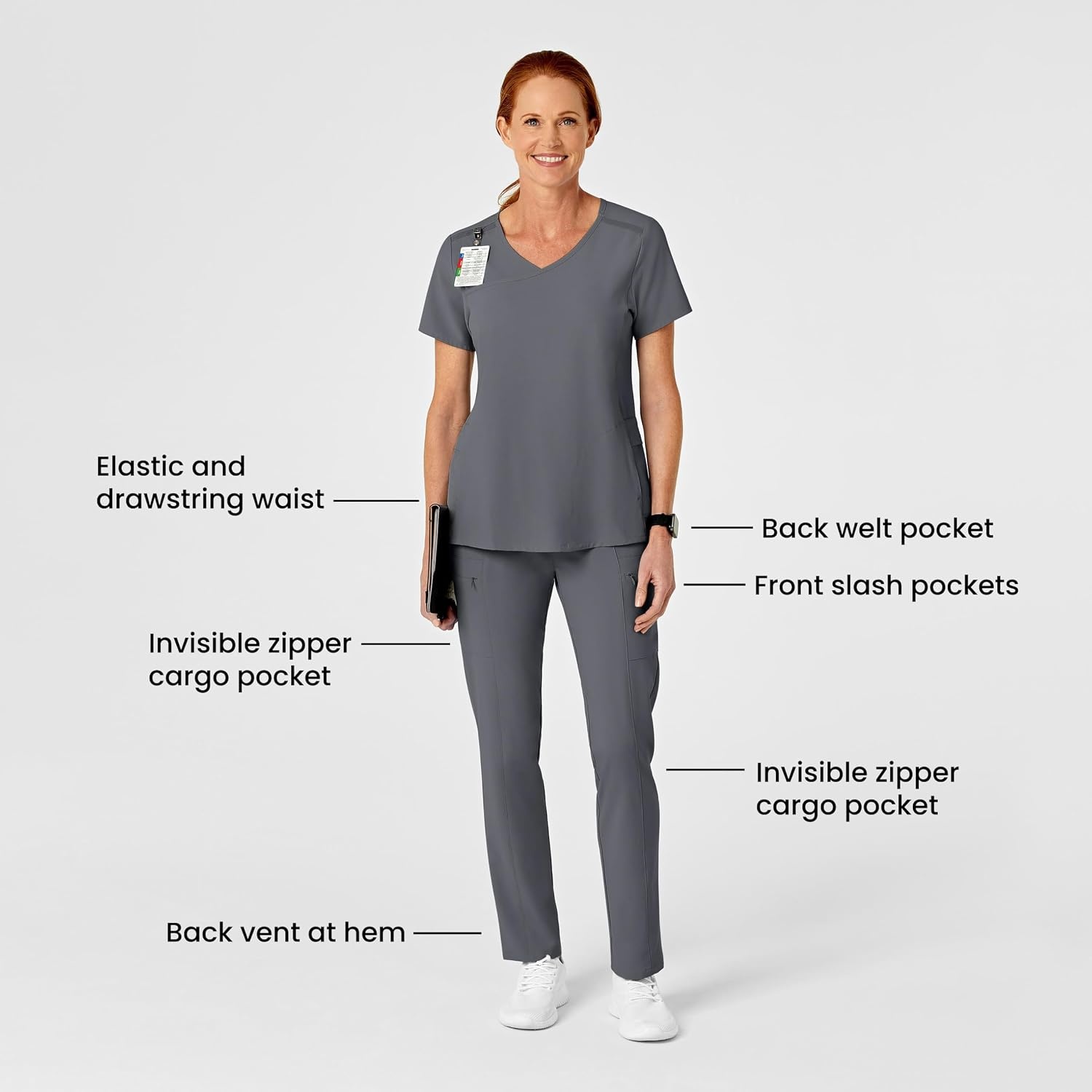 image:imageWink Renew Womens High Waist Slim Leg Scrub PantPewter