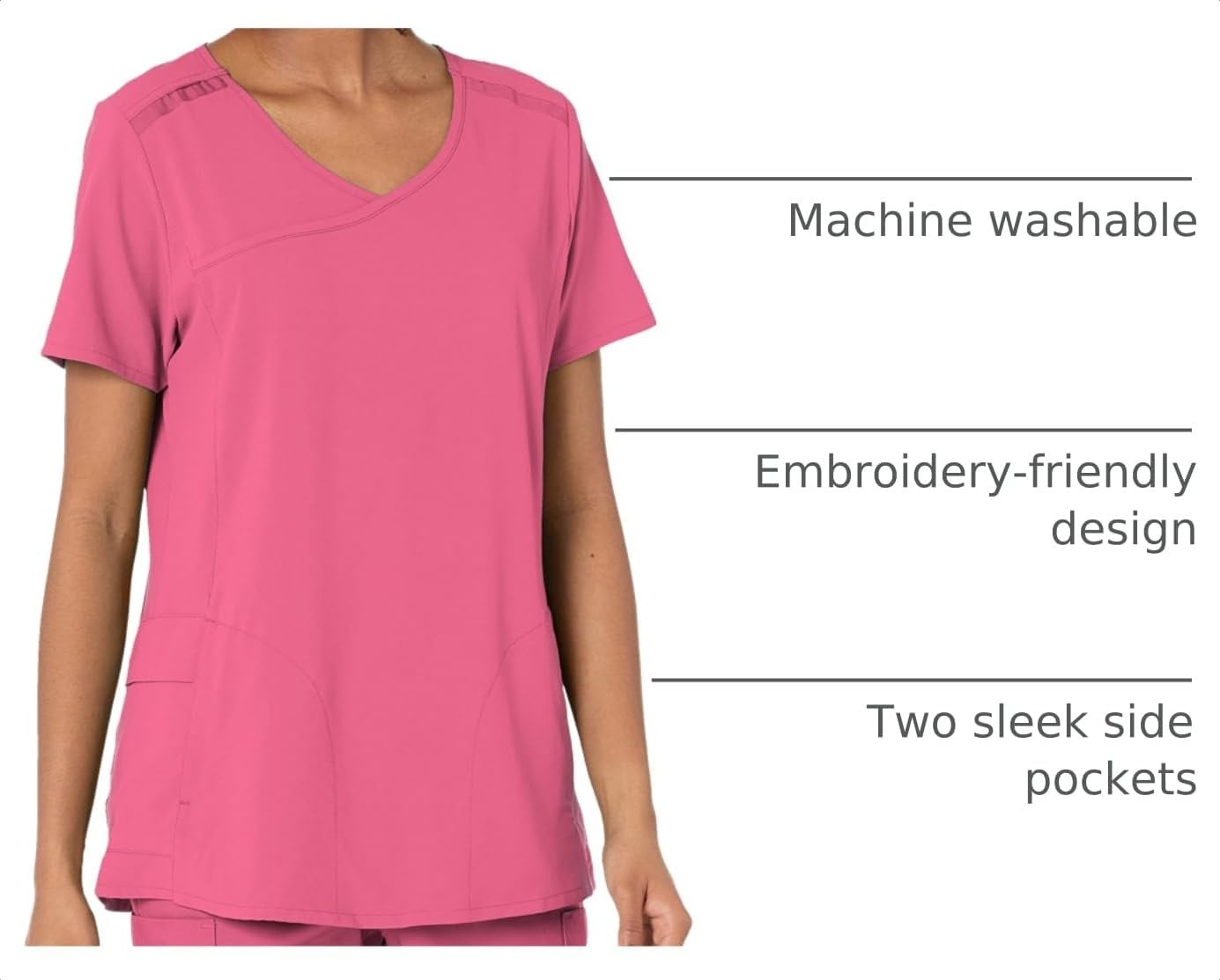 image:imageWINK W123 Womens Mock Wrap Scrub TopRosebud