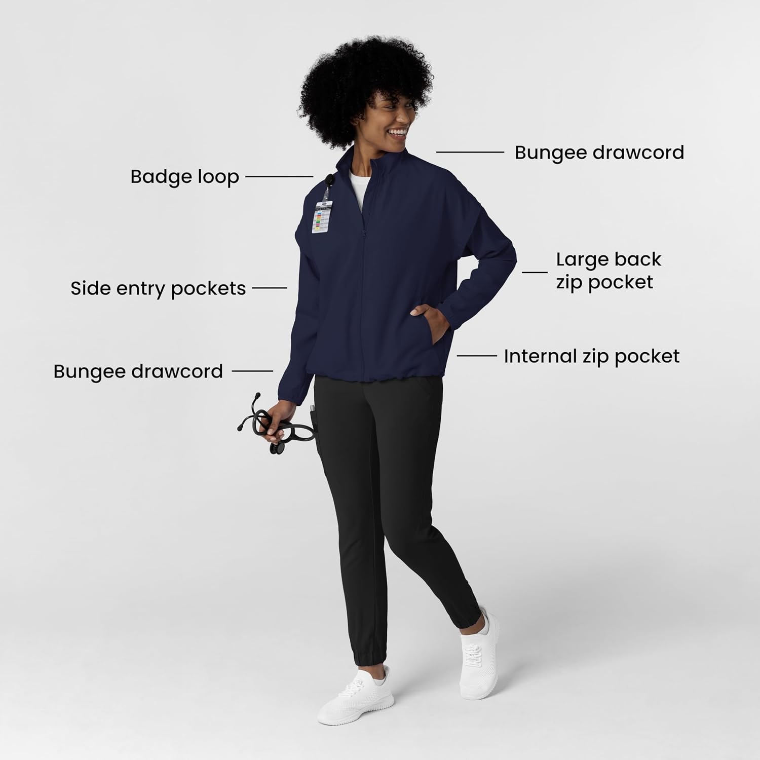 image:imageWINK Womens Womens Breezebreaker Scrub JacketNavy