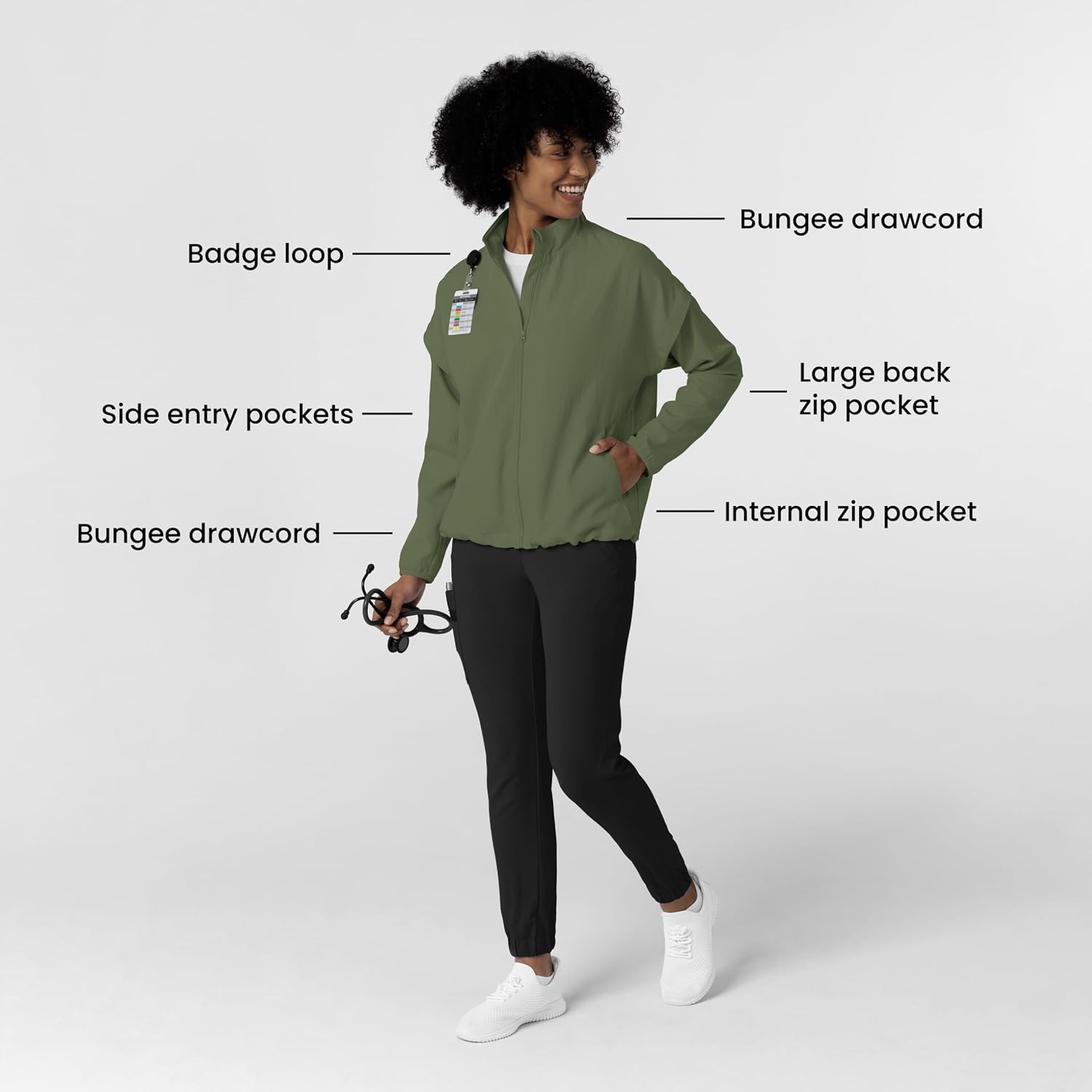image:imageWINK Womens Womens Breezebreaker Scrub JacketOlive