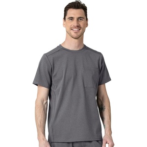 WonderWink Mens Men’s Moto Knit Crew Neck Top Medical Scrubs, Pewter Heather, Small US