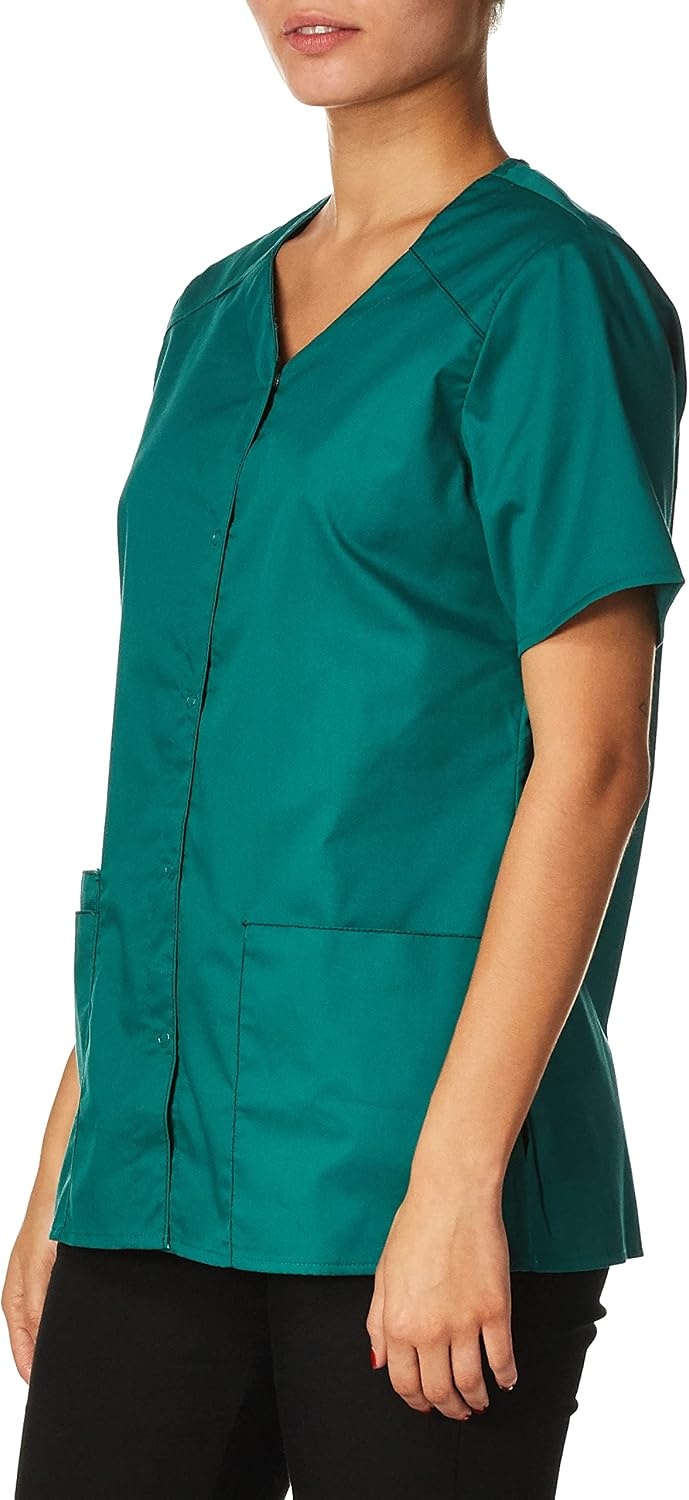 image:imageWINK WonderWORK Womens Short Sleeve Snap Front Scrub TopHunter