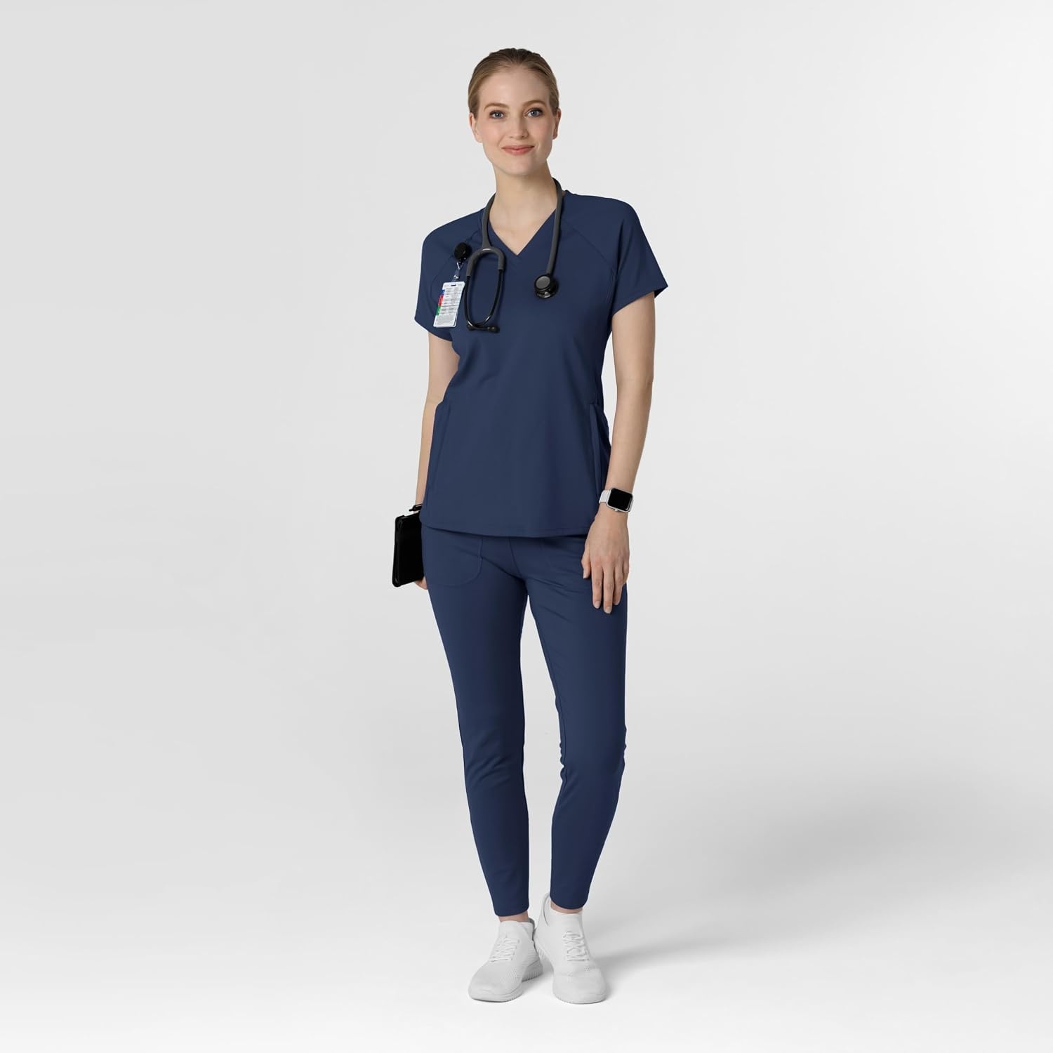 image:imageWink Renew Knit Womens FlexnReach VNeck Raglan Scrub TopNavy