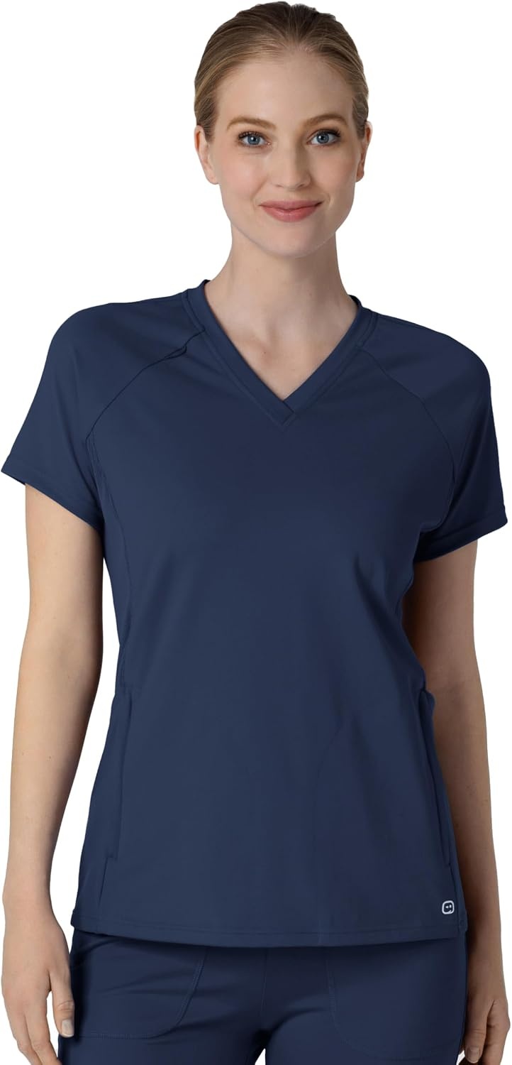 image:imageWink Renew Knit Womens FlexnReach VNeck Raglan Scrub TopNavy