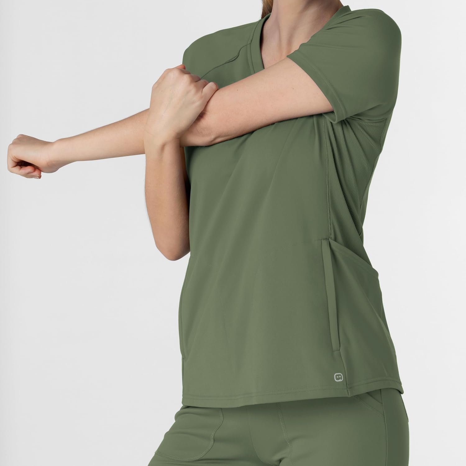 image:imageWink Renew Knit Womens FlexnReach VNeck Raglan Scrub TopOlive