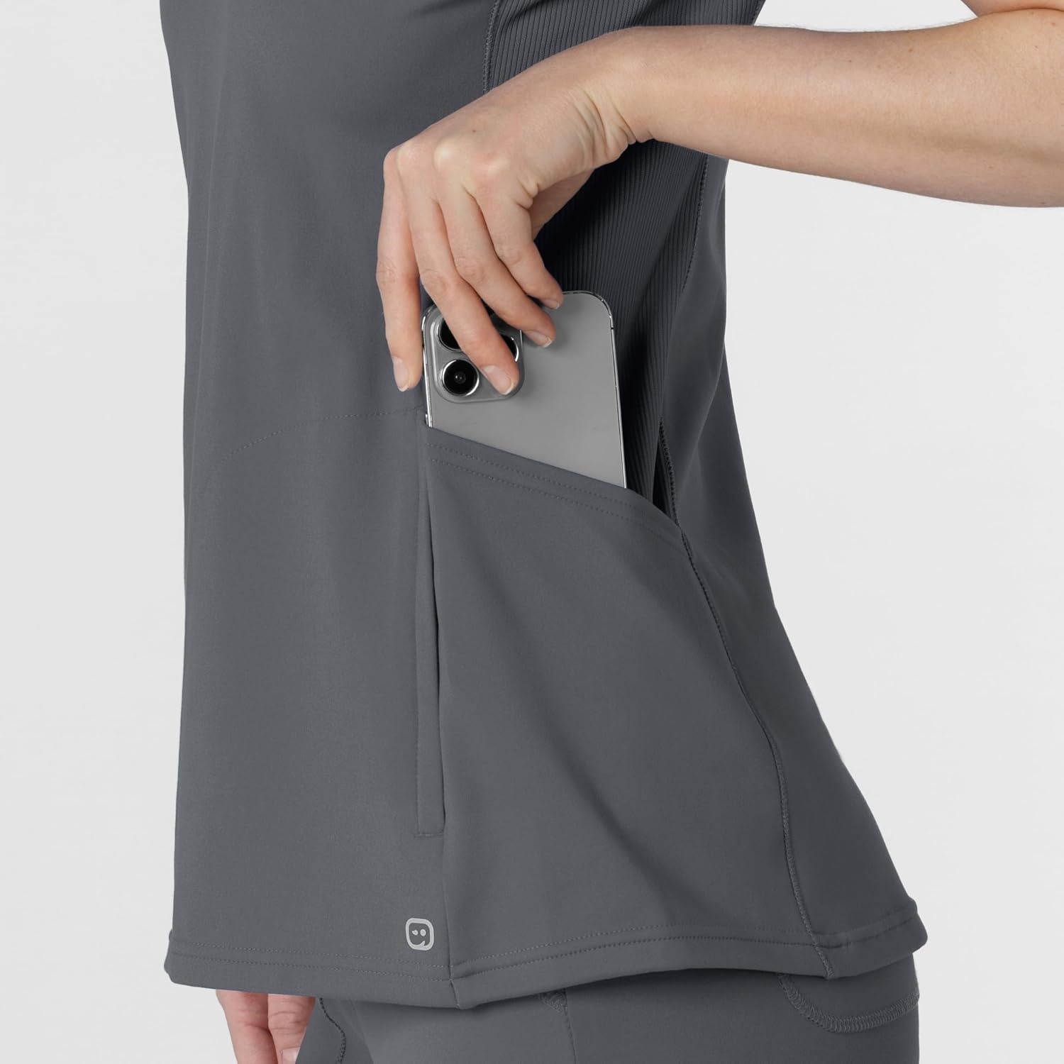 image:imageWink Renew Knit Womens FlexnReach VNeck Raglan Scrub TopPewter