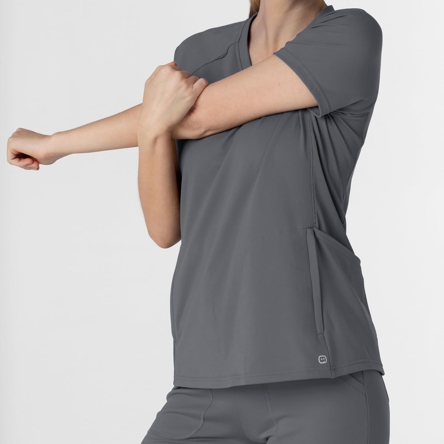 image:imageWink Renew Knit Womens FlexnReach VNeck Raglan Scrub TopPewter