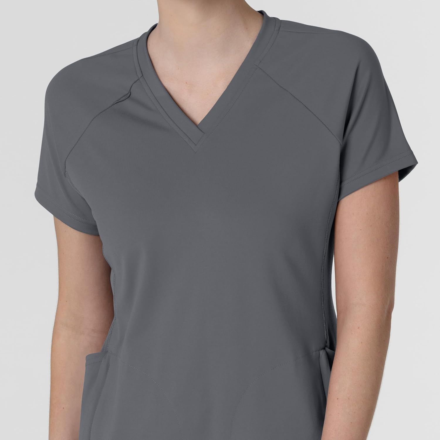 image:imageWink Renew Knit Womens FlexnReach VNeck Raglan Scrub TopPewter