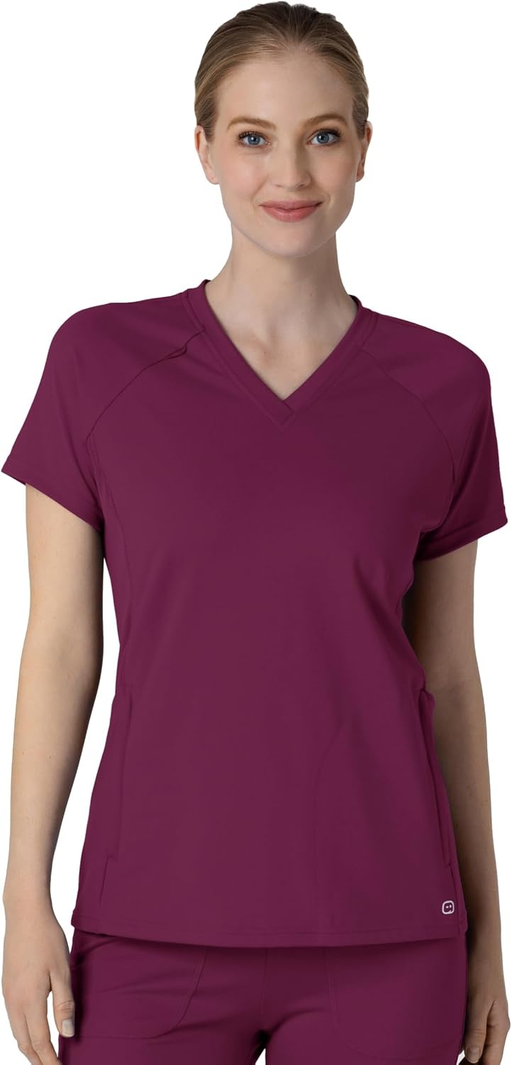 image:imageWink Renew Knit Womens FlexnReach VNeck Raglan Scrub TopWine