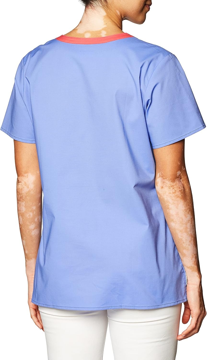 image:imageWink WonderFLEX Patience Womens Curved Notch Neck Scrub TopCeil Blue