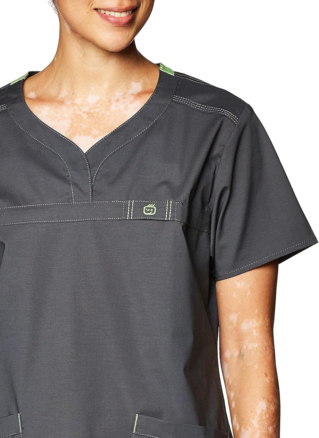 image:imageWink WonderFLEX Patience Womens Curved Notch Neck Scrub TopCharcoal