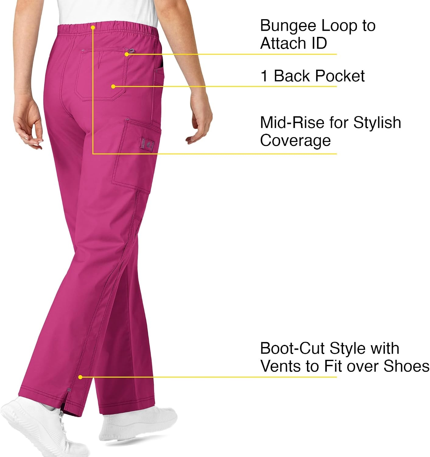 image:imageWink WonderFLEX Patience Womens Curved Notch Neck Scrub TopHot Pink
