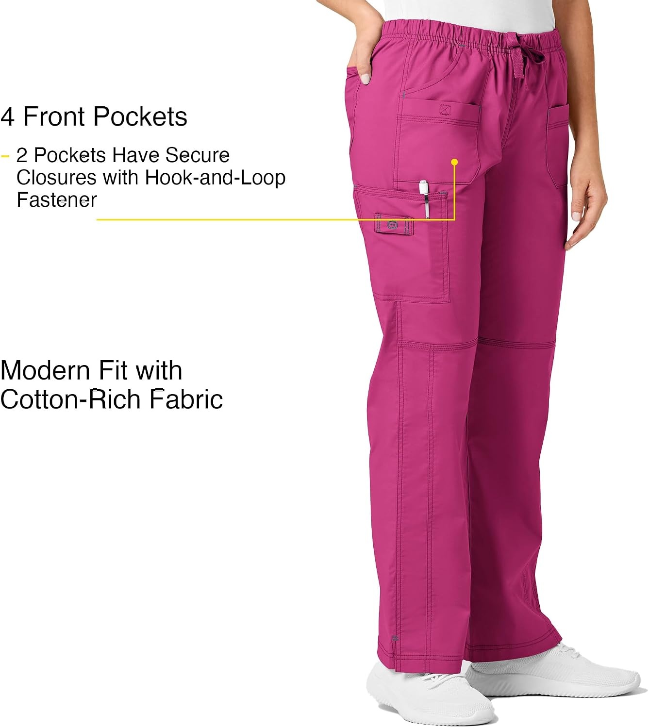 image:imageWink WonderFLEX Patience Womens Curved Notch Neck Scrub TopHot Pink