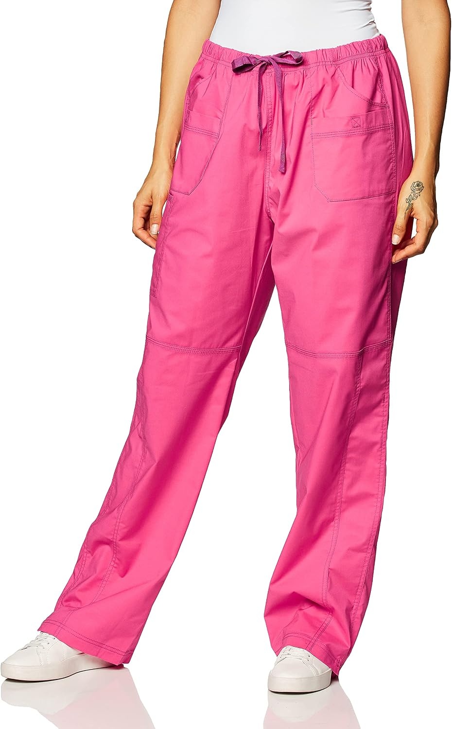 image:imageWink WonderFLEX Patience Womens Curved Notch Neck Scrub TopHot Pink
