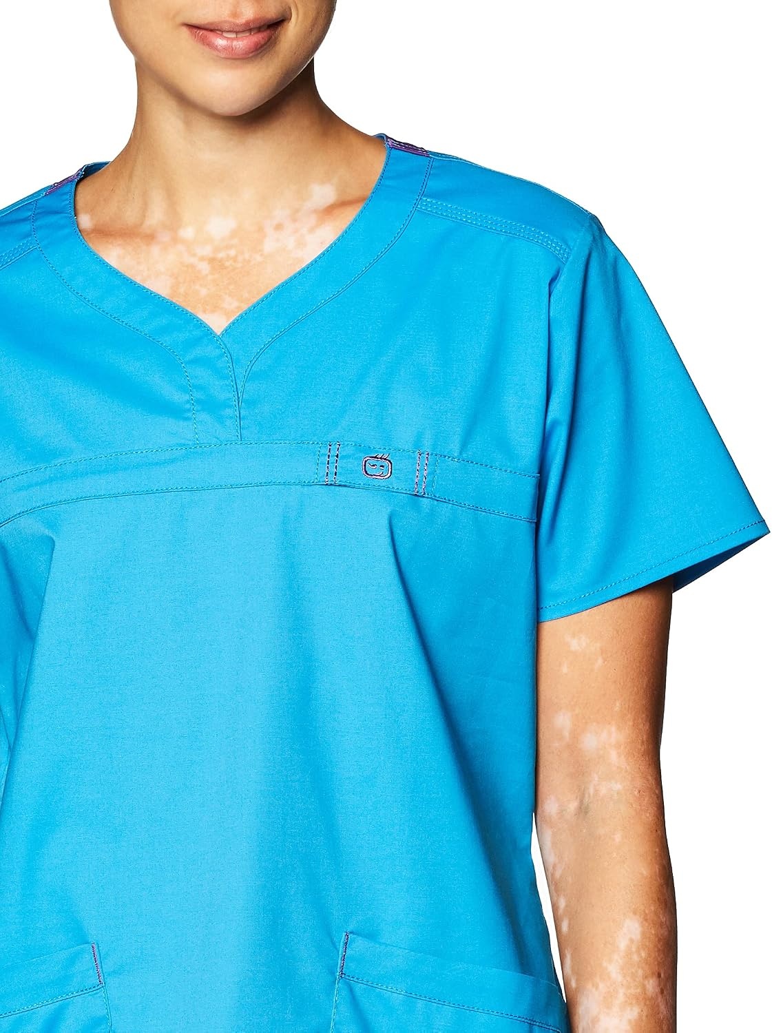 image:imageWink WonderFLEX Patience Womens Curved Notch Neck Scrub TopMalibu Blue