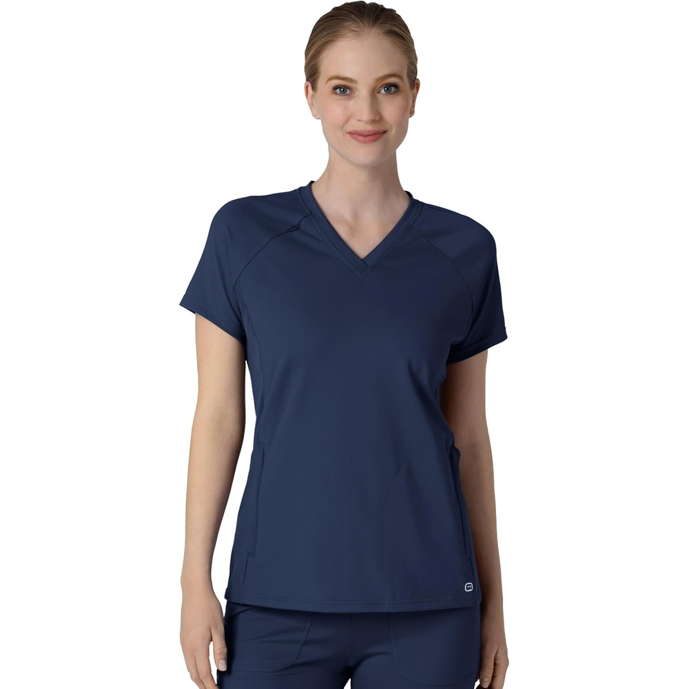 image:imageWink Renew Knit Womens FlexnReach VNeck Raglan Scrub TopNavy
