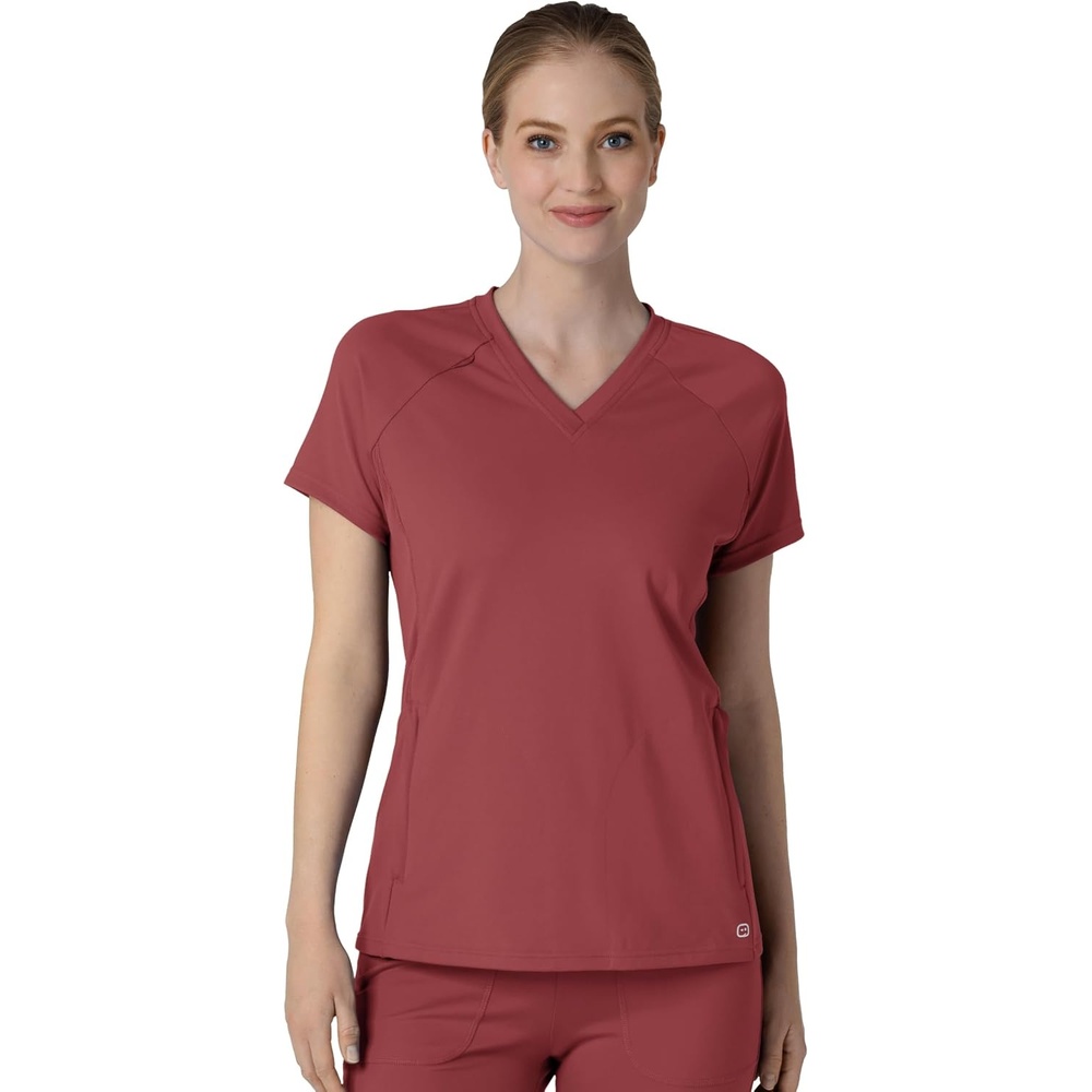 image:imageWink Renew Knit Womens FlexnReach VNeck Raglan Scrub TopRuby