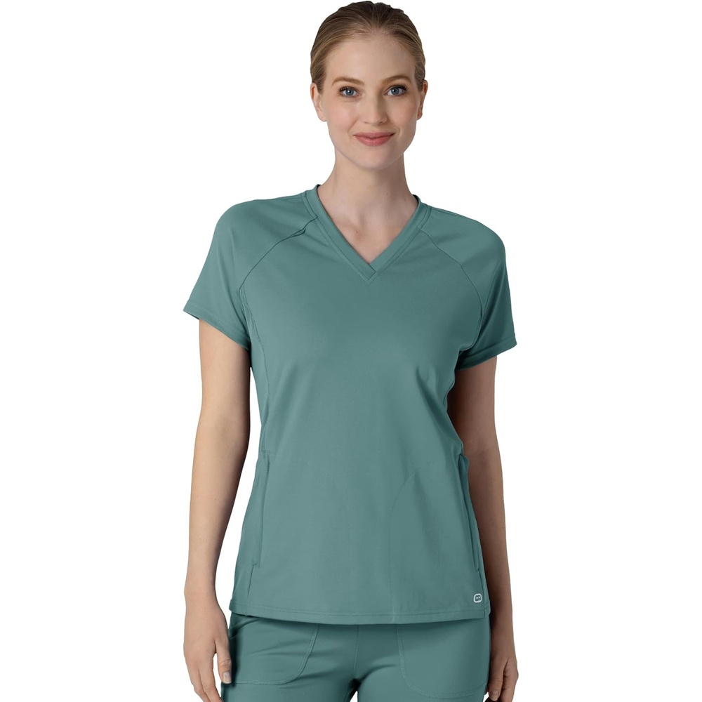 image:imageWink Renew Knit Womens FlexnReach VNeck Raglan Scrub TopVintage Teal