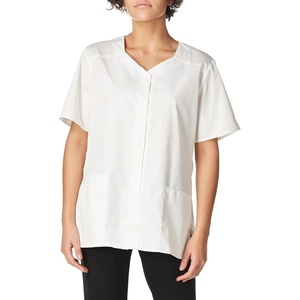 WINK WonderWORK Women’s Short Sleeve Snap Front Scrub Top(White)