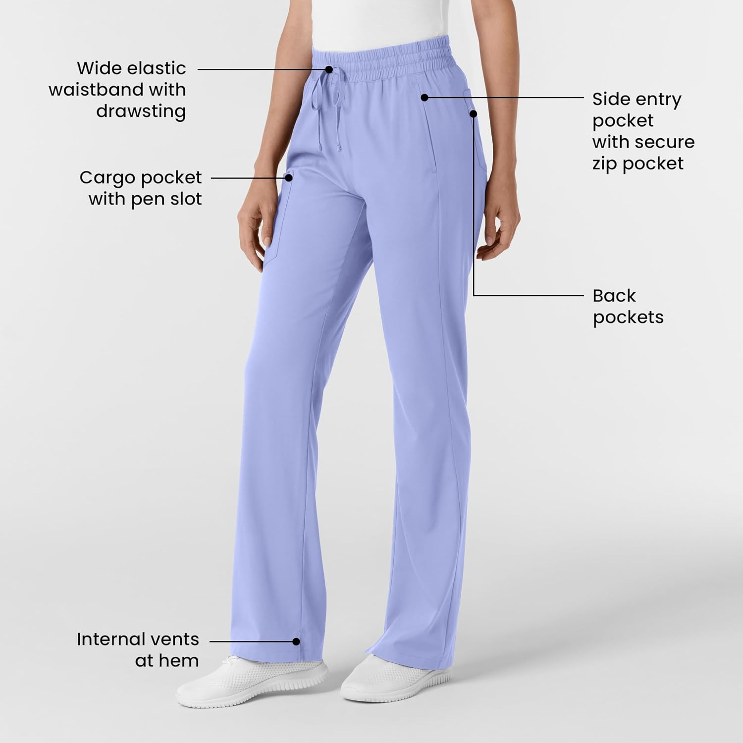image:imageWINK Boundless Womens Bootcut Scrub PantCeil Blue