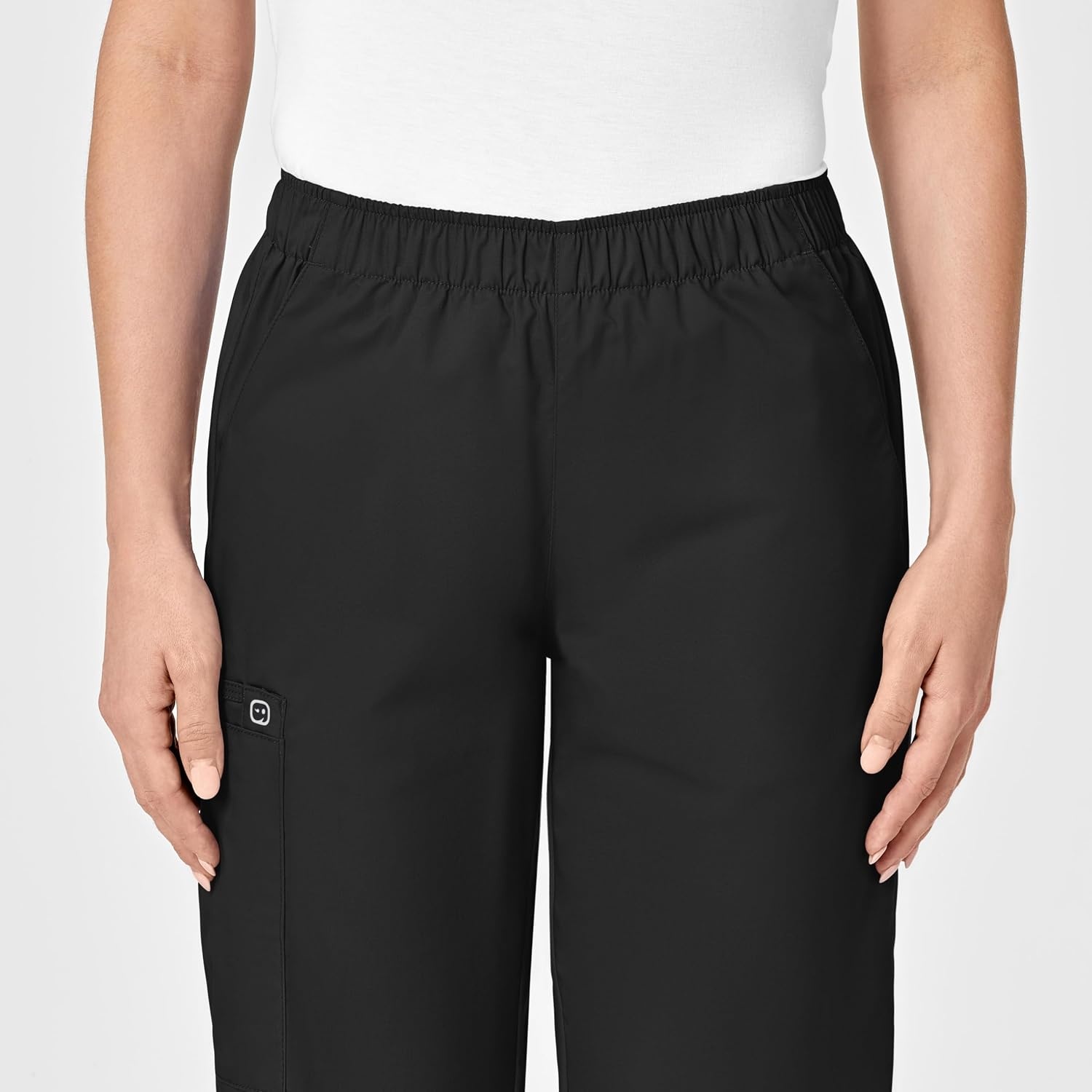 image:imageWINK WonderWORK Womens PullOn Cargo Scrub PantBlack