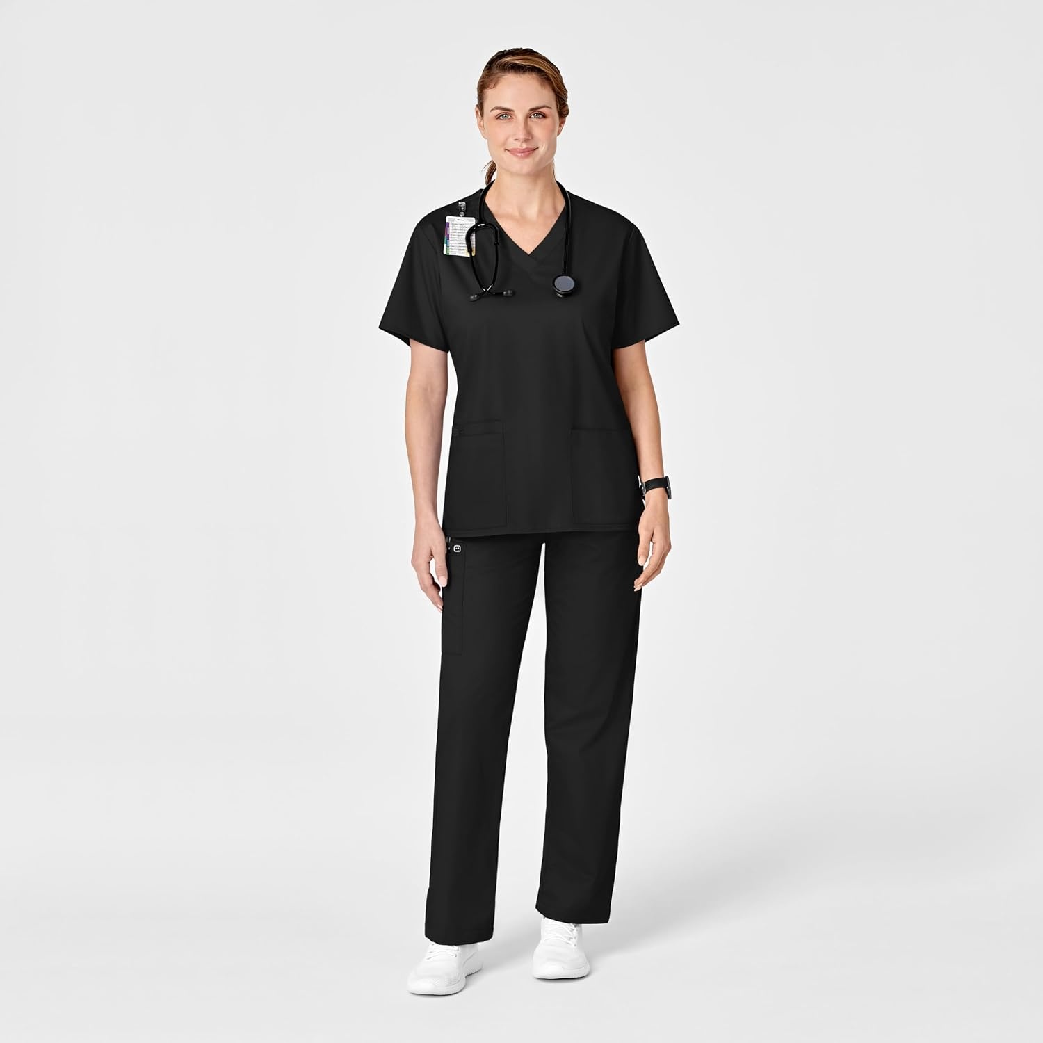 image:imageWINK WonderWORK Womens PullOn Cargo Scrub PantBlack