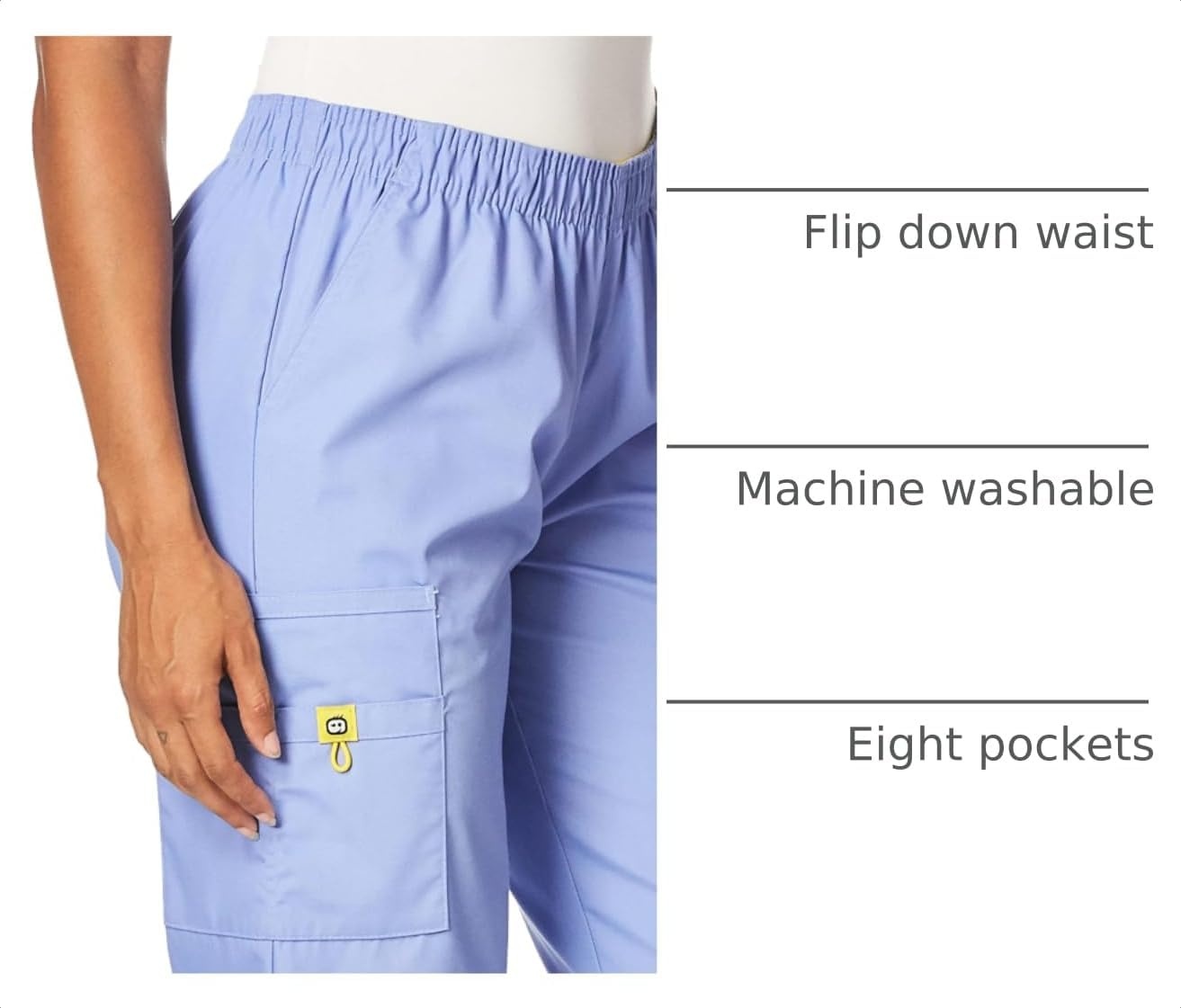 image:imageWINK WonderWORK Womens PullOn Cargo Scrub PantCeil Blue
