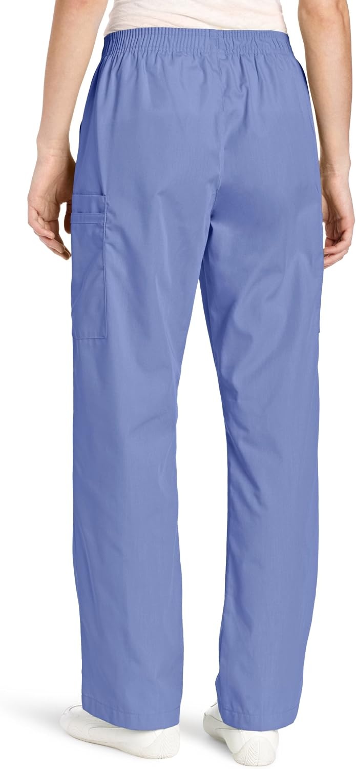image:imageWINK WonderWORK Womens PullOn Cargo Scrub PantCeil Blue