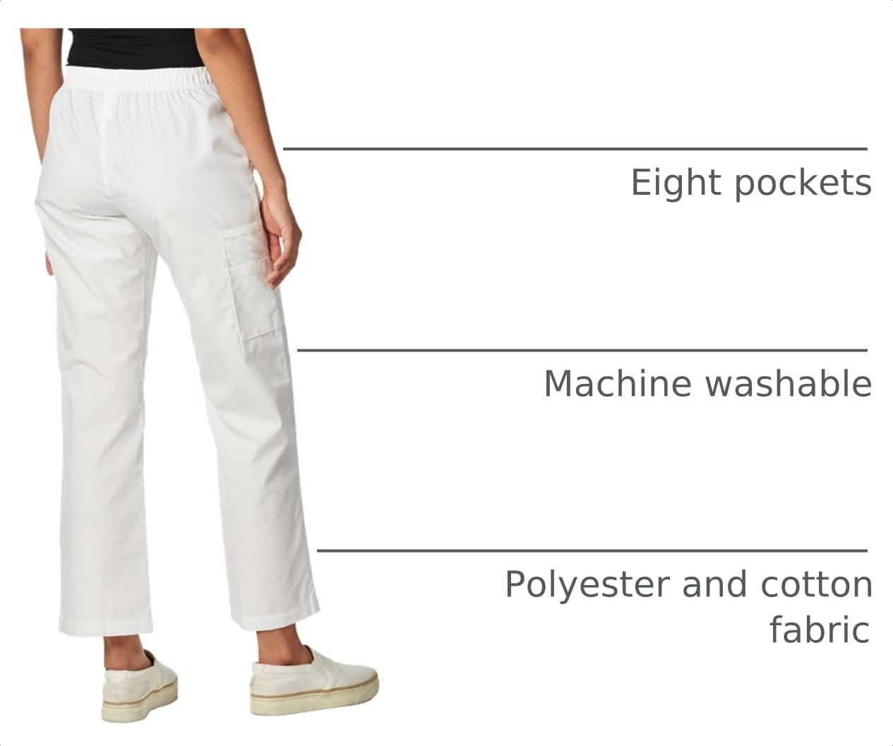 image:imageWINK WonderWORK Womens PullOn Cargo Scrub PantWhite