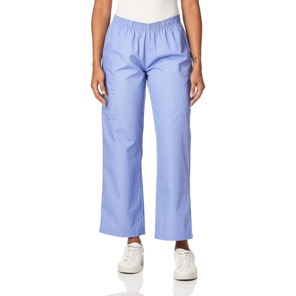 image:imageWINK WonderWORK Womens PullOn Cargo Scrub PantCeil Blue