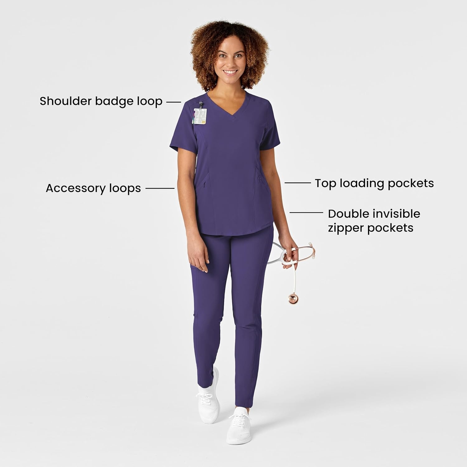 image:imageWINK Renew Womens VNeck Scrub TopGrape