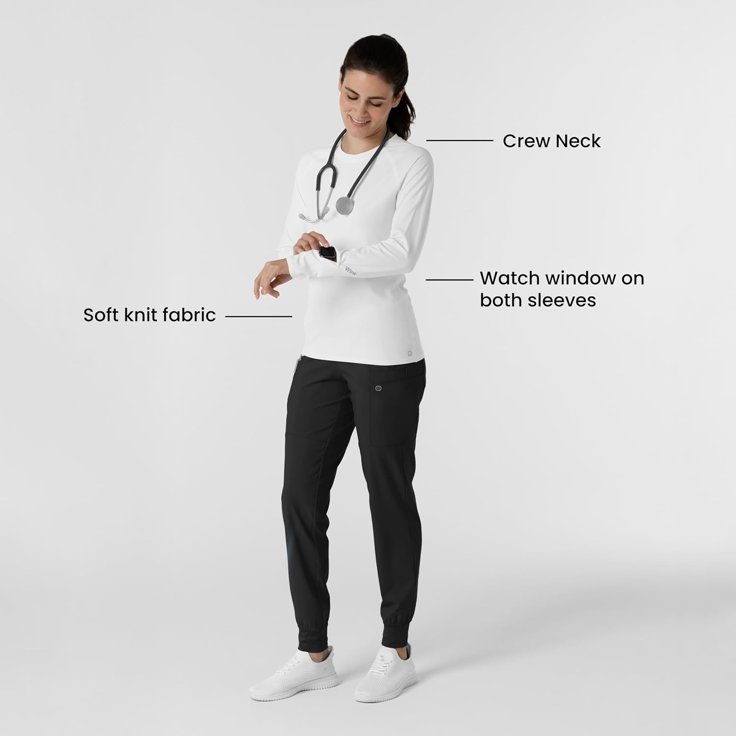 image:imageWink Layers Womens Watch Window Underscrub TopWhite