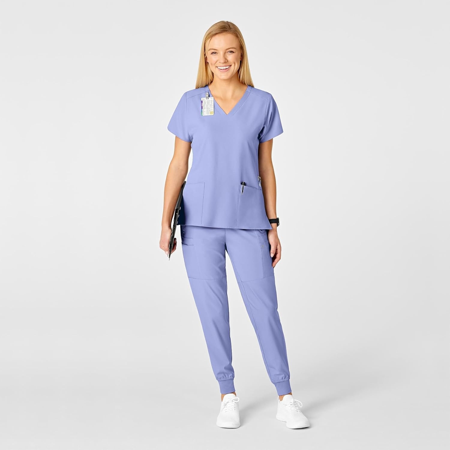image:imageWomens Flex Back Stylized VNeck TopCeil Blue