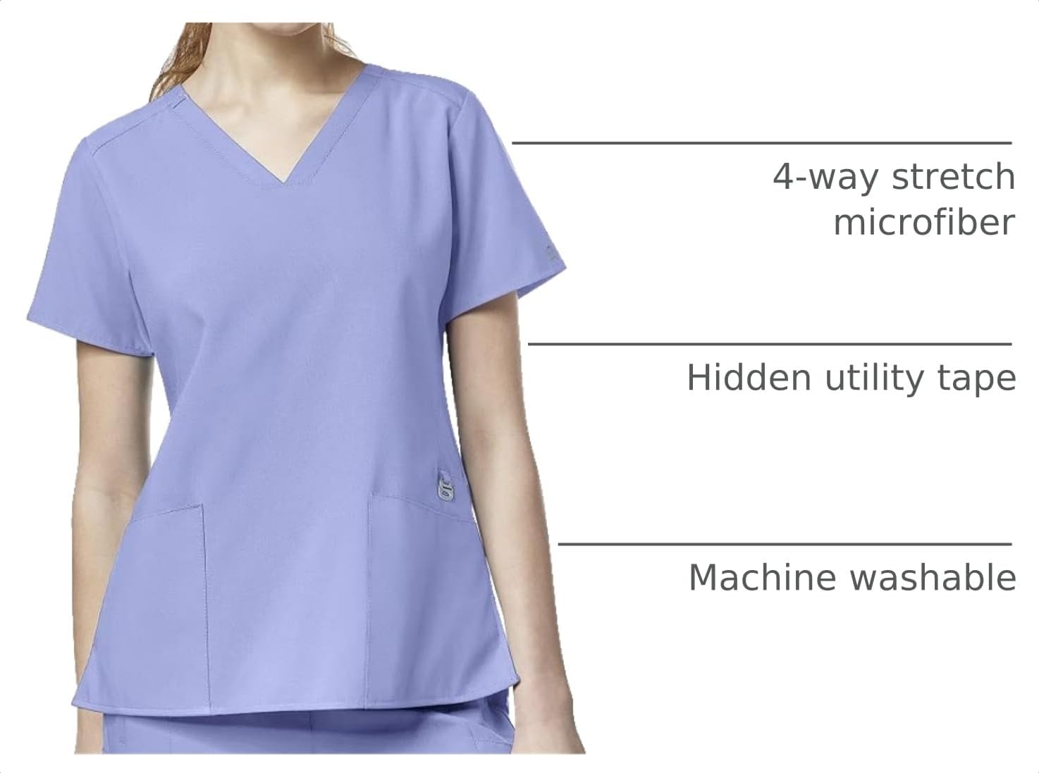 image:imageWomens Flex Back Stylized VNeck TopCeil Blue